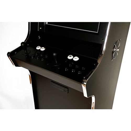 Apex Elite arcade machine in black control panel close up