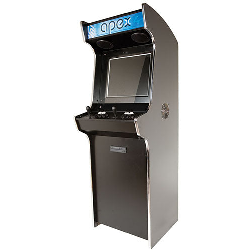 Apex Media arcade machine in black with front right profile
