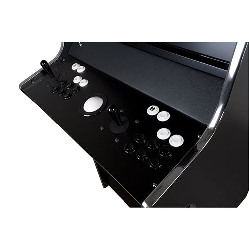 Evo Media arcade machine in black, control panel with trackball closeup