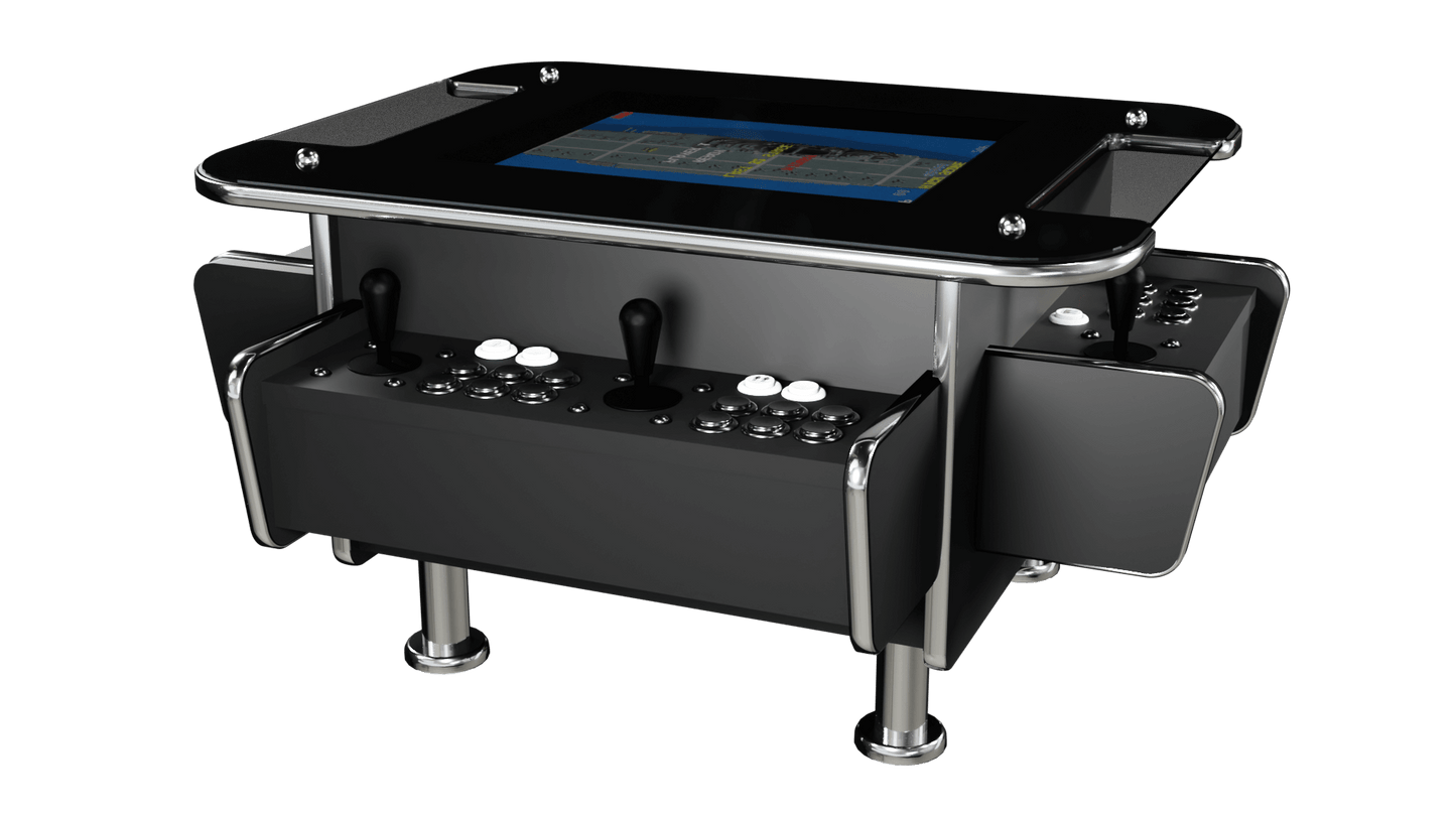 GT-2500 3-Sided Coffee Table Arcade Machine in black with black buttons