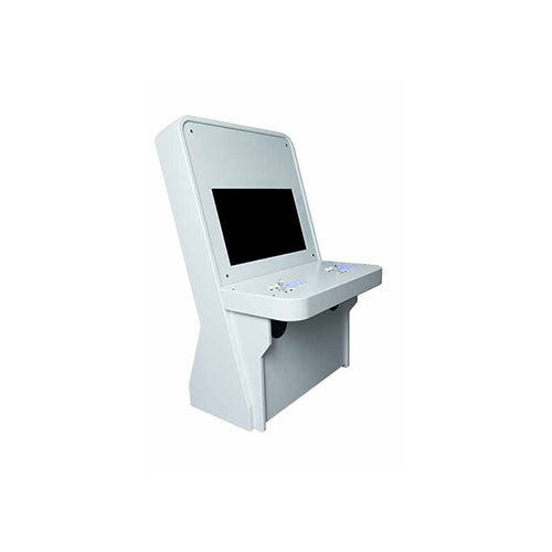 Nu-Gen Elite arcade machine in white front left profile