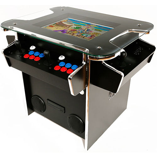 Synergy Elite sit-down arcade machine in black front right profile