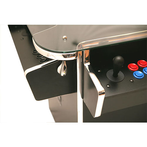 Synergy Elite sit-down arcade machine in black volume control closeup