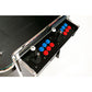 Synergy Elite sit-down arcade machine in black dual player control panel closeup