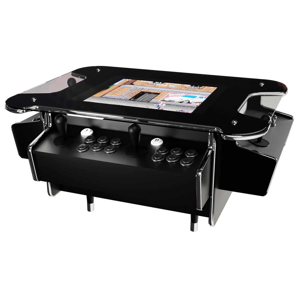 Synergy Play coffee table arcade machine in black front profile