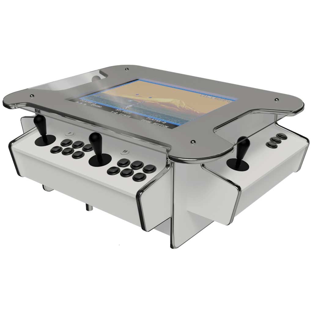 Synergy Elite coffee table arcade machine in white front right profile