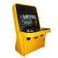 Nu-Gen Play arcade machine in orange and black from left profile