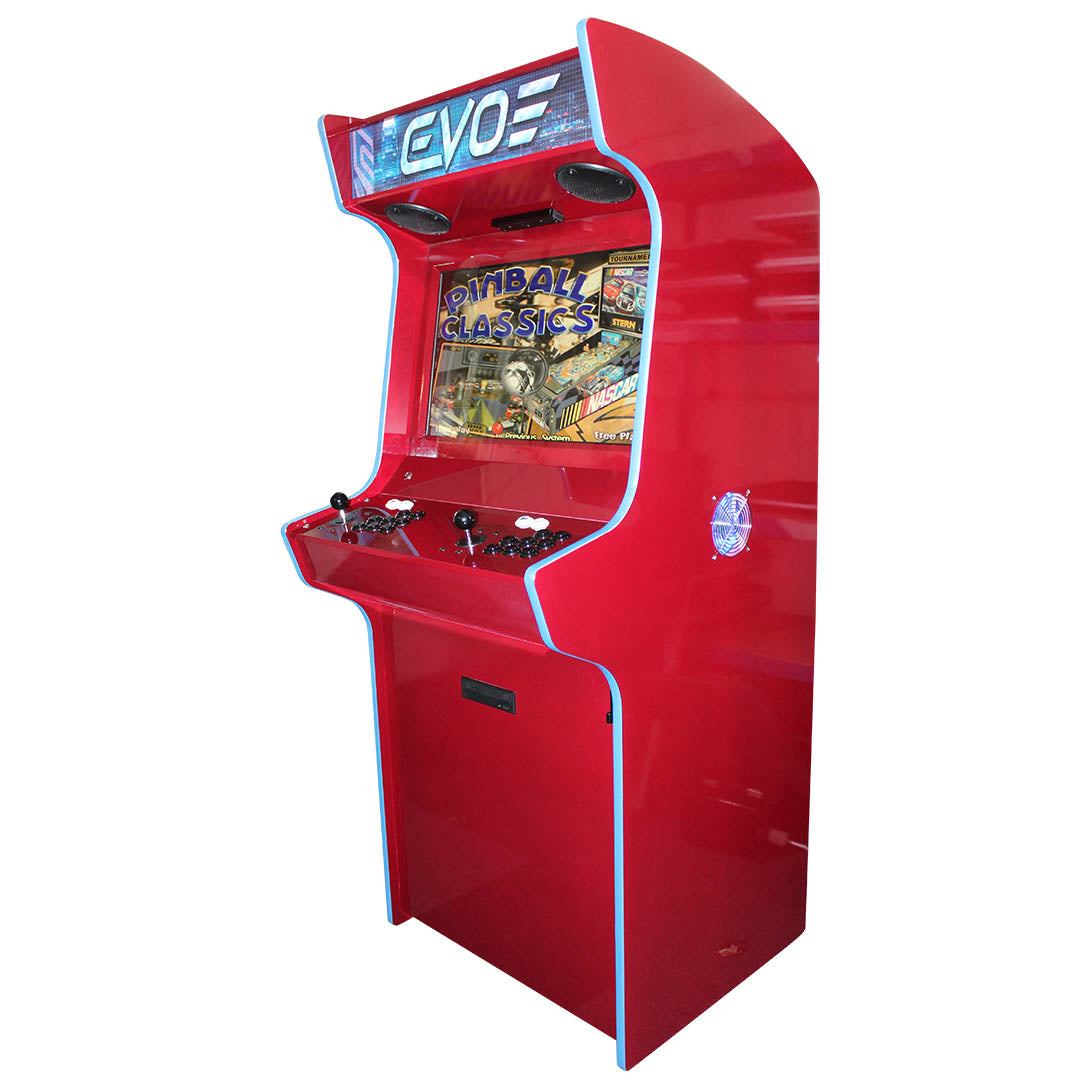 Evo Elite arcade machine in red quad polish front right profile 2