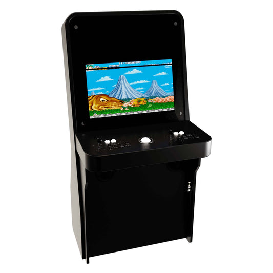 Nu-Gen Stand-up Elite arcade machine in black front left profile