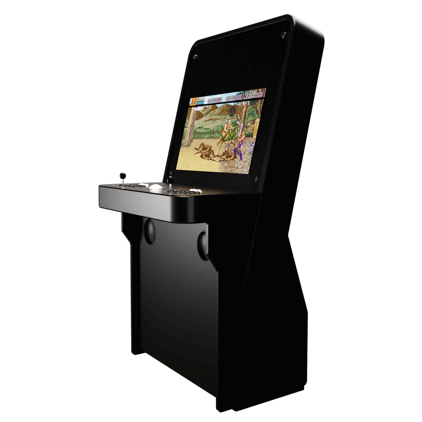 Nu-Gen Stand-up Elite arcade machine in black front right profile 2