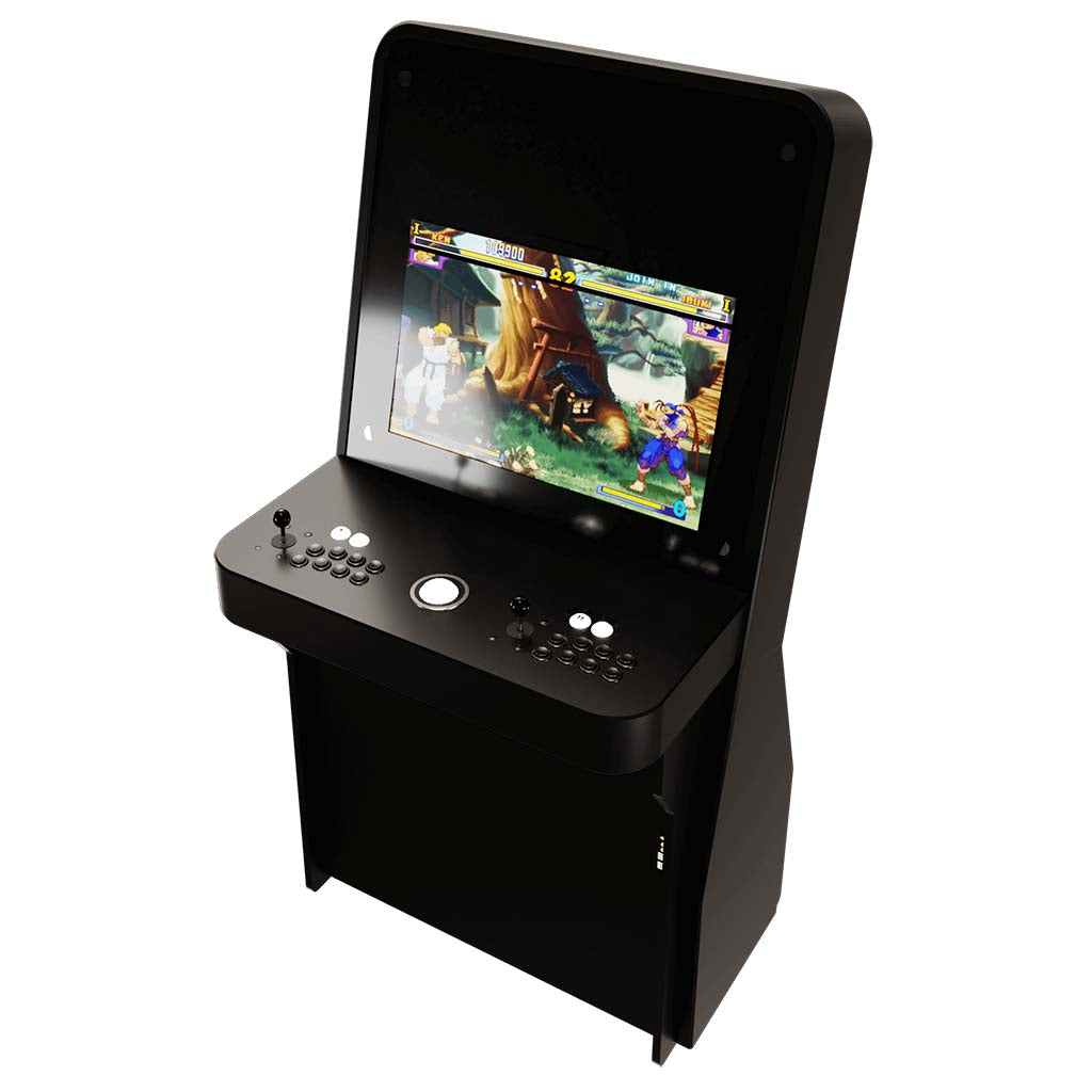 Nu-Gen Stand-up Media arcade machine in black top down profile