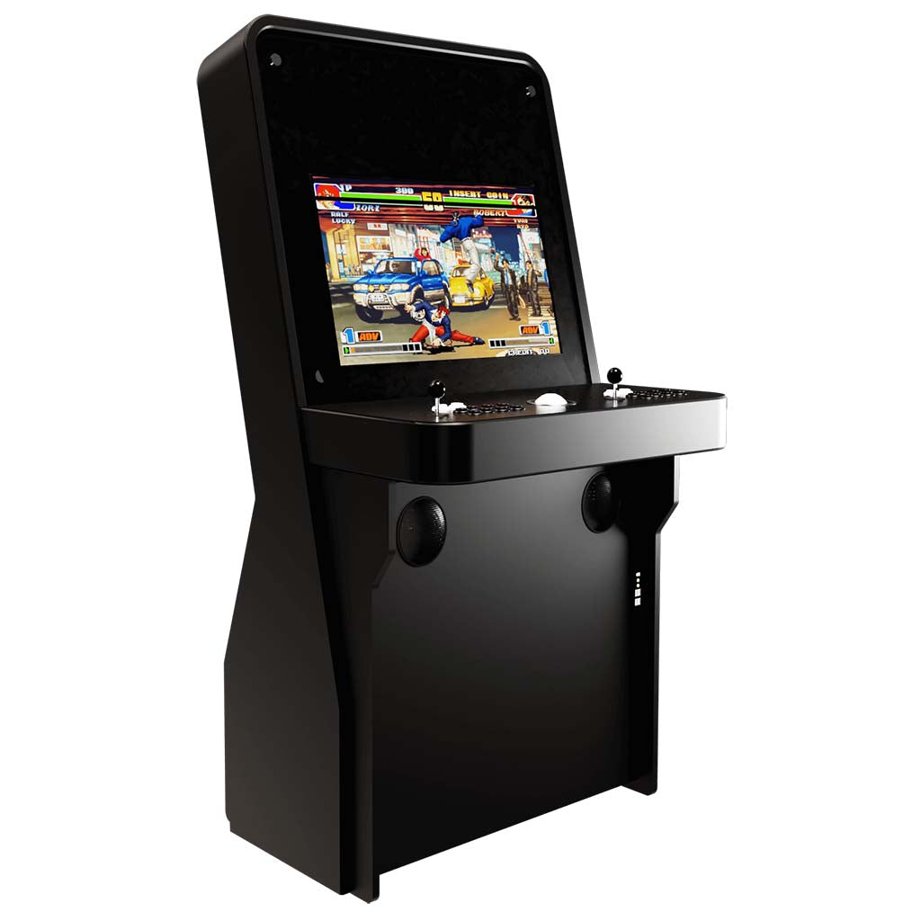 Nu-Gen Stand-up Play arcade machine in black front left profile