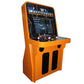 Nu-Gen Stand-up Elite arcade machine in orange with WWF: Wrestlefest decals front left profile